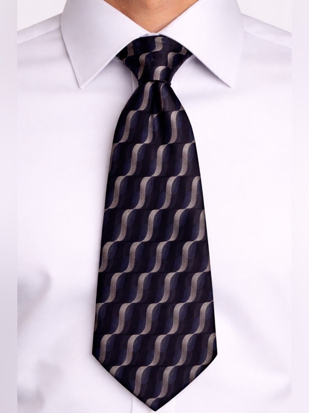Joseph Feiss Tie Mens Silk Necktie Lavender Blue Gray Black Geometric 59 inch